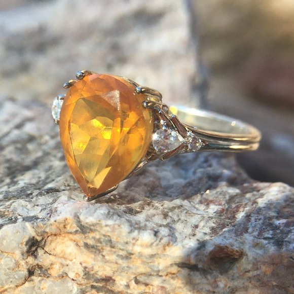 Genuine Burmese Amber .925 Ring RARE 16mm Fat Pear Sterling Silver Natural - Picture 13 of 16